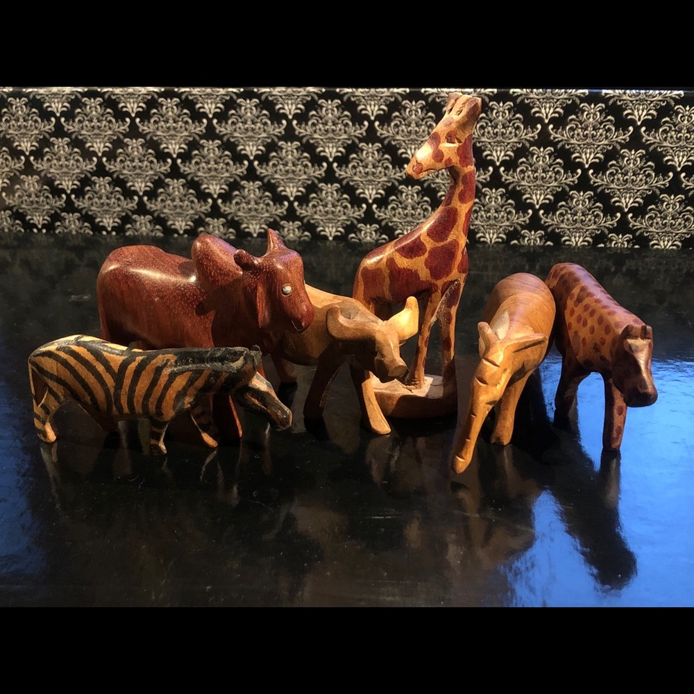 Carved wooden animals